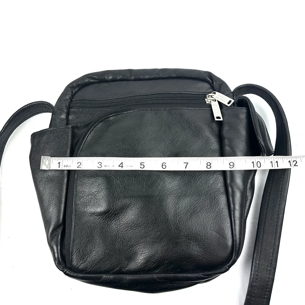 Day Makers Santa Barbara Crossbody Bag Black Leather Heavy Duty Anti Theft‎